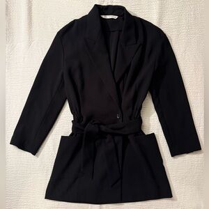 Zara Classic Black Belted Blazer Jacket